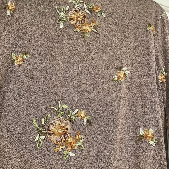 Anthropologie Fig & Flower Blouse Womens Size Medium Knit Embroidered Floral - Picture 7 of 7